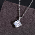Silver Cushion Clear Stone Four Prong Pendant Necklace Chain view 3