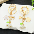 White or Pink Blossom Bee Bell Flower Keychains with Metal Hardware view 2