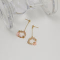 White and Pink Garden Wreath Gold Tone Stud Earrings view 3