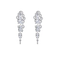 Silver Tone Clear Stone Scroll Chandelier Long Earrings view 5