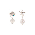 Starfish Shell and Gray Pearl Look Mismatched Stud Earrings view 5