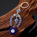 Silver Tone Horseshoe and Fish Blue Evil Eye Keychains in Three Designs view 4