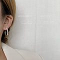 Gold Tone Half Pearl Half Tube C Hoop Earrings Pair view 2