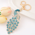 Rhinestone Peacock Bird Keychain Gold Tone Clasp Ring view 4