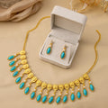 Gold Filigree Teardrop Necklace Earring Sets Four Colors view 9