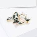 Abalone Shell Whale Brooch With Faux Pearl Water Spout view 3
