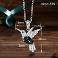 Silver Tone Flying Bird Black Teardrop Pendant Necklace view 5