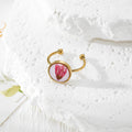 Gold Open Rings Dried Flower Cabochon Nine Floral Styles view 6