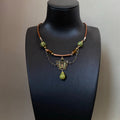 Brown Leather Cord Green Ceramic Butterfly Pendant Necklace view 4