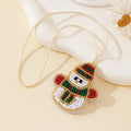 Beaded Snowman Charm Pendant with Pearl Accents and Cream Cord view 2