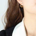 Gold and Silver Small Geometric Huggie Hoop Earrings view 4