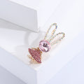 Pink Crystal Rabbit Brooch With Long Jeweled Ears Jacket and Scarf Accessory view 4
