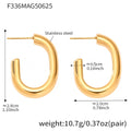 Geometric C-Shape Hoop Earrings Stainless Steel Gold Silver view 10