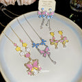 Enamel Butterfly Flower Necklace and Earring Four Styles view 3