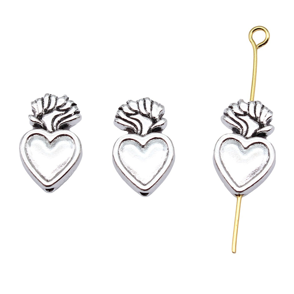 15.3x9.8x3.5mm 1.8g Antique Silver Zinc Alloy Gothic Heart Loose Metal Beads for Bracelet Necklace Making