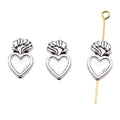 Antique Silver Crowned Heart Spacer Beads for Jewelry Making view 3