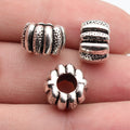 12x12x8mm 3.6g Antique Silver Zinc Alloy Pumpkin Texture Large Hole Spacer Beads for Bracelet Making
