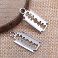 Antique Silver Razor Blade Pendant Charm for Jewelry Making view 2