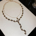 Antique Rose Link Y Drop Necklace in Gold and Silver view 6