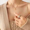 Cursive Letter H Pendant Necklace In Gold Rose Or Steel view 1