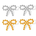 Gold Steel Beaded Bow Stud Titanium Steel Earrings Pair view 5