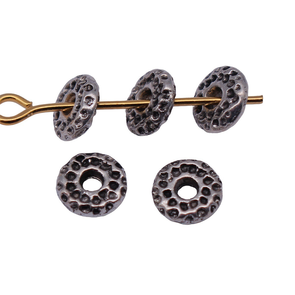 5.8x5.8x1.5mm 0.17g Antique Silver Zinc Alloy Hammered Round Ring Spacer Beads for Bracelet Jewelry Making