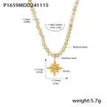 Natural Stone Bead Necklace Gold Eight Point Star Zircon Pendant view 6
