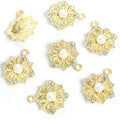 Pearl Rhinestone Flower Charms in Gold and Silver Tones view 3