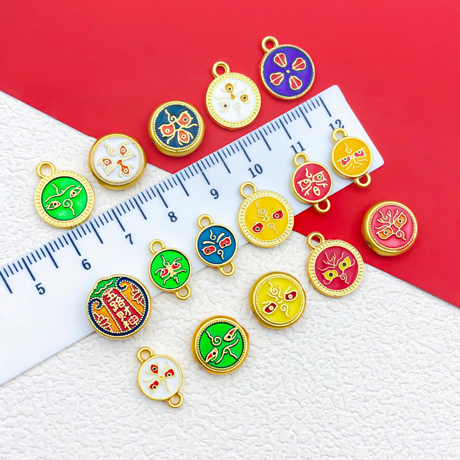 Matte Gold Zinc Alloy Five Gods of Wealth charm pendant for DIY bracelet jewelry making