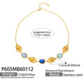 Gold Freeform Oval Glass Stone Station Collar Necklace view 7
