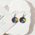 Multicolor Enamel Puzzle Piece Drop Earrings 3 Styles view 2