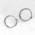 Silver Tone Rope Texture Small Hoop Earrings Jewelry Pair view 3