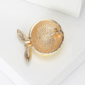 Yellow Enamel Lemon Brooch Green Leaf Fruit Metal Pin view 4