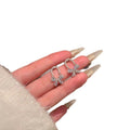 Silver Tone Crystal Bow and White Pearl Drop Stud Earrings view 5
