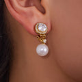 Crystal Pearl Clip Earrings and Crystal Ear Cuffs in Two Finishes view 3