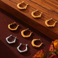 Gold Steel Hollow U Crescent Hoop Earrings Polished view 4
