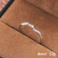 Silver Tone Wavy Leaf Clear Stone Delicate Band Ring view 5