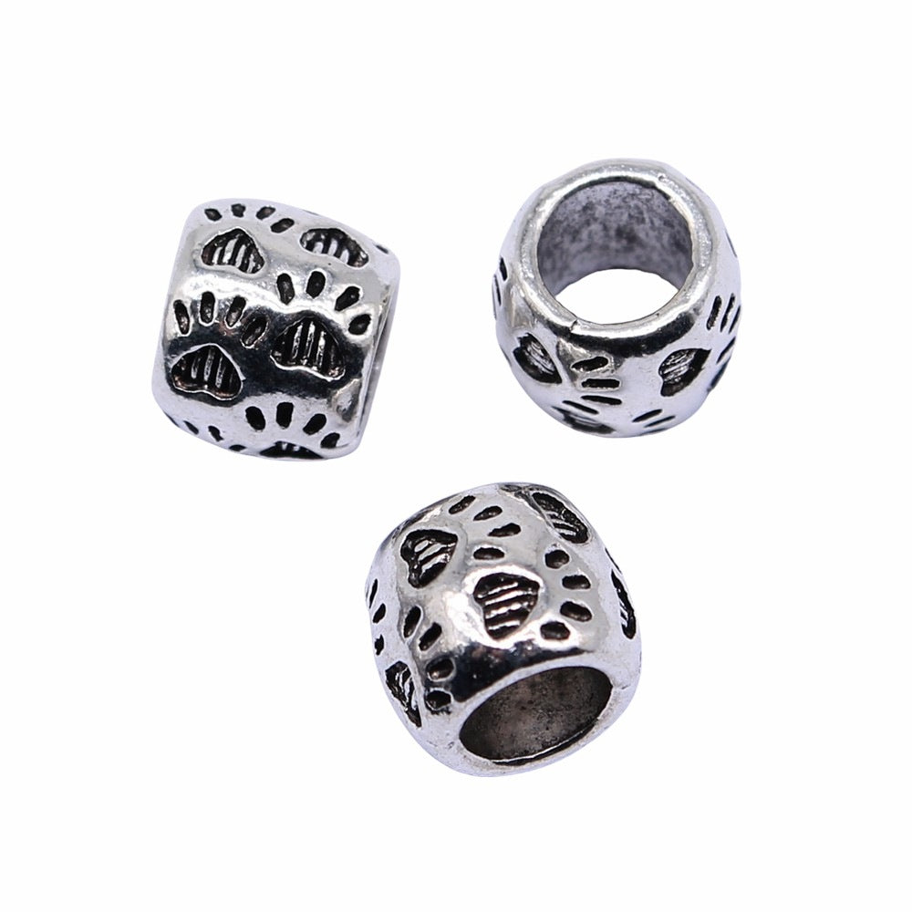 10x8mm 2.4g Antique Silver Zinc Alloy Barrel Large Hole Beads for Bracelet Necklace Making
