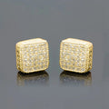 Square Pavé CZ Stud Earrings Gold Silver Rose Gold Tones view 5