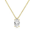 Oval Clear Stone Solitaire Pendant Necklace Three Metal Tones view 5
