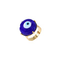Gold Tone Large Round Glass Evil Eye Adjustable Rings in Seven Colors view 5