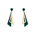 Green and Brown Layered Triangle Geometric Stud Earrings view 5