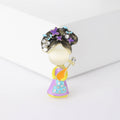 Enamel Pipa Player Brooch In 2 Color Variants For Jackets and Scarves view 4