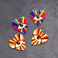 Rainbow Heart Evil Eye Acrylic Drop Earrings 2 Styles view 2