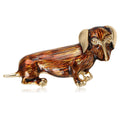 Brown Enamel Dachshund Brooch with Gold Tone Details view 1