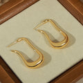 Gold Long Goose Neck Open Earrings Smooth Copper Hoop Style view 4