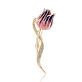 Jeweled Tulip Stem Brooch in Three Enamel Colors Jacket and Scarf Accessory view 5