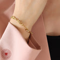 Gold Irregular Organic Link Bracelet Clear Stones Lobster Clasp view 3