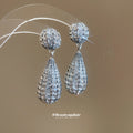 Crystal Grid Teardrop Stud Earrings In Gold And Silver view 4