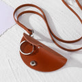 Leather Snap Key Pouch Necklace Cord Ring 6 Styles view 3